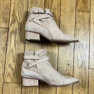 Jeffrey Campbell Free People Suede‎ Ankle Boots Pink Buckle Pointed Toe Size 7